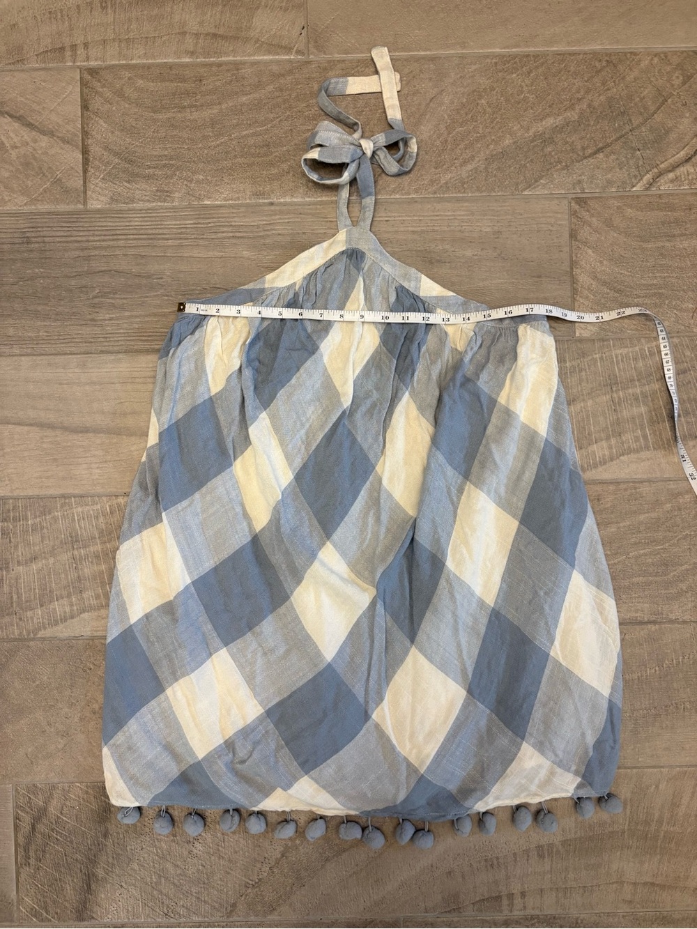 NWT Tularosa Holden Dress - Blue Gingham Halter Dress - Pom Pom Trim - Medium - Picture 10 of 14